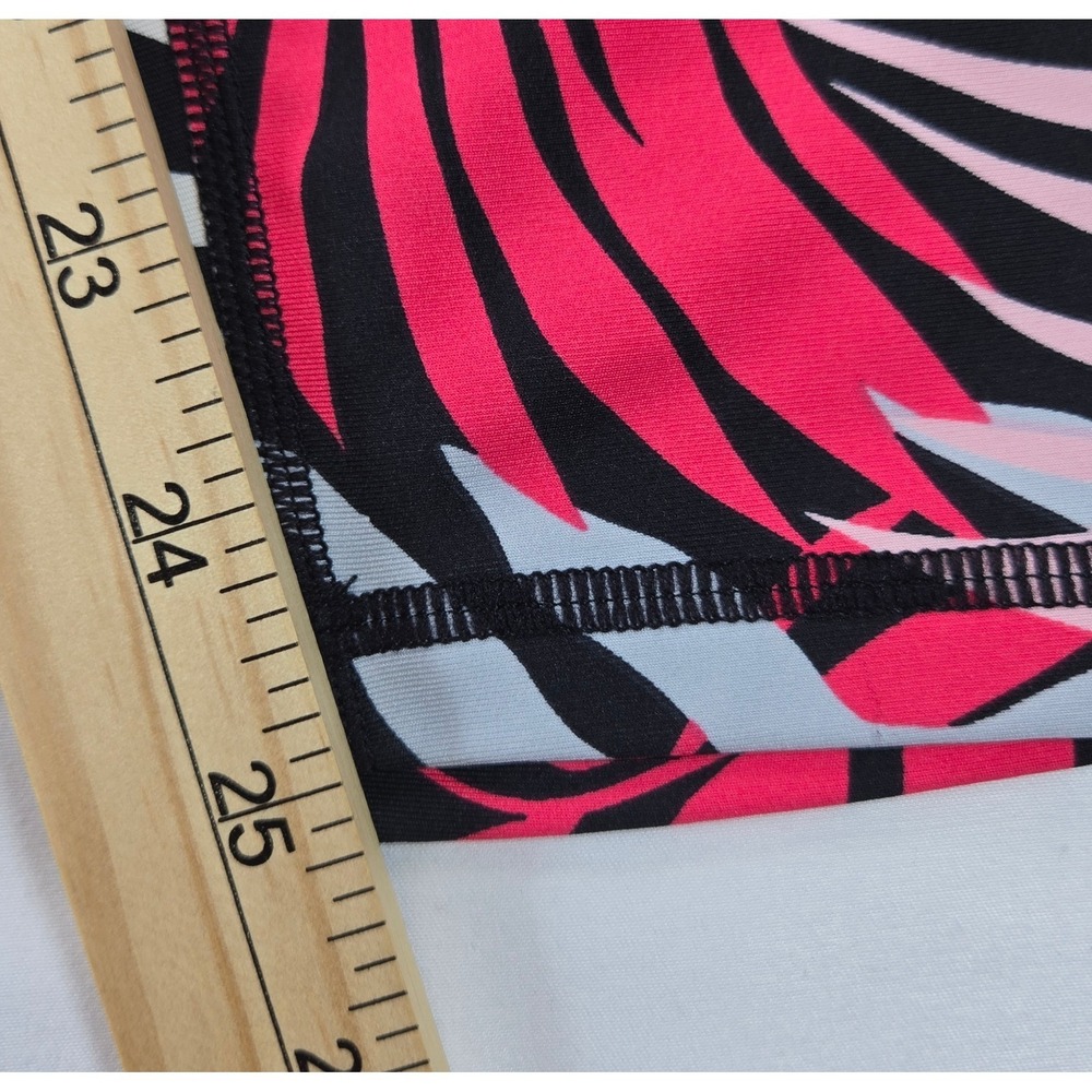 DKNY Sport Womens XL Tropical Floral High Waist Leggings Pockets Pink Black - Picture 4 of 7